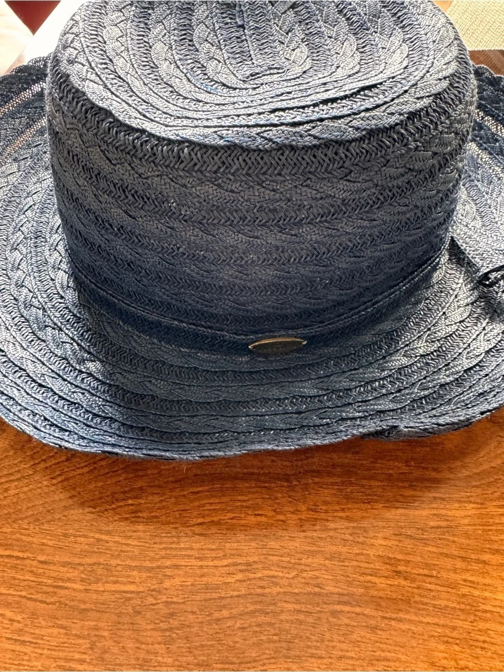 Liz Claiborne Wide 3” Brim Navy Straw Sun Hat